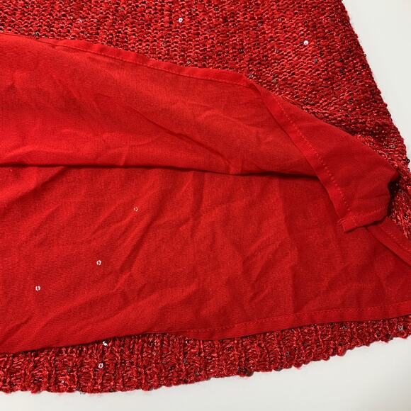 APT 9 Red Sequins Knit Long Sleeve Sweater XL - Picture 5 of 8